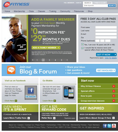 Home Page sito 24 fitness