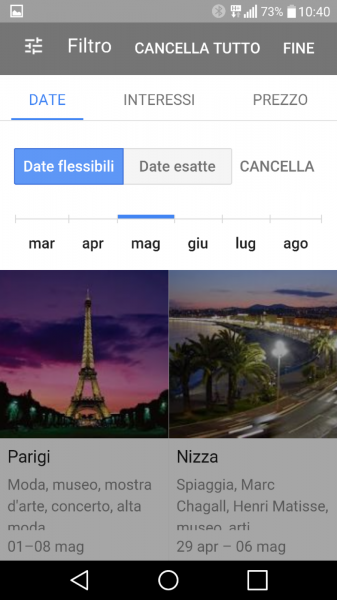 Google Destinations Date Flessibili